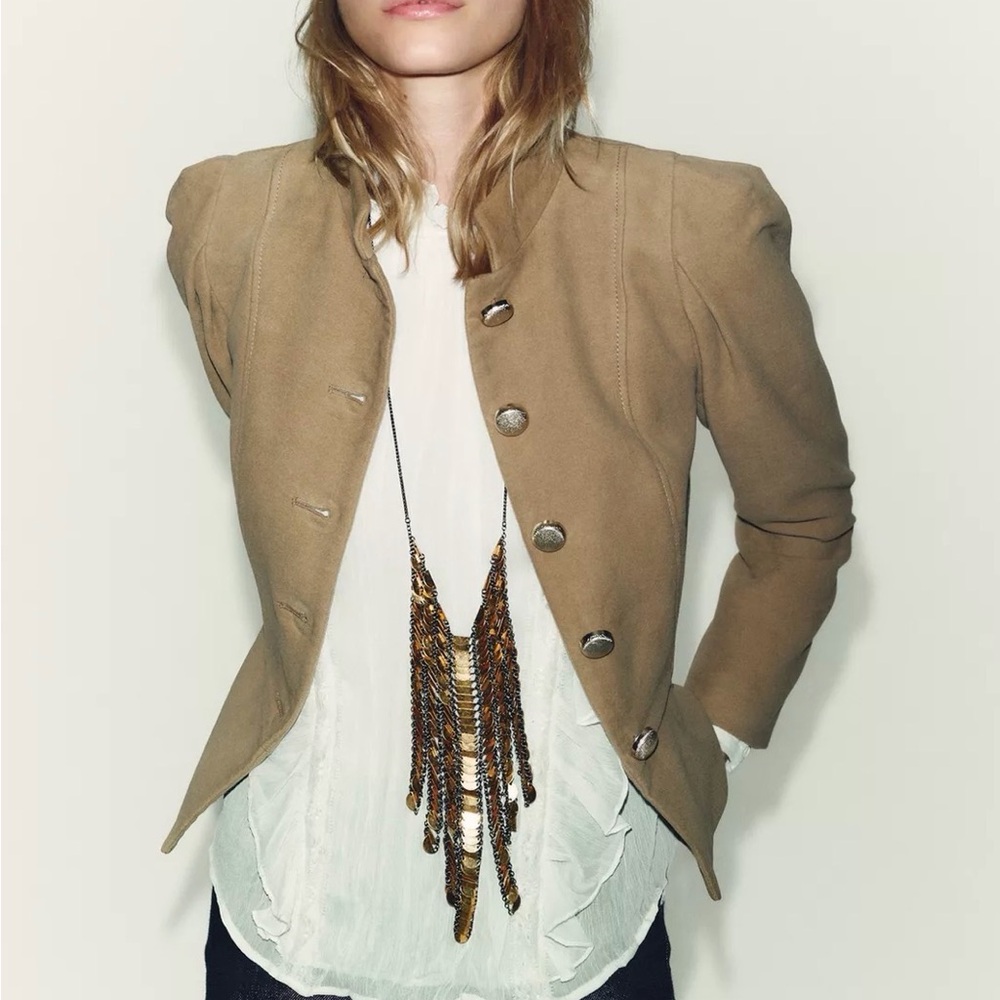 Zara Tan Button-Up Jacket
